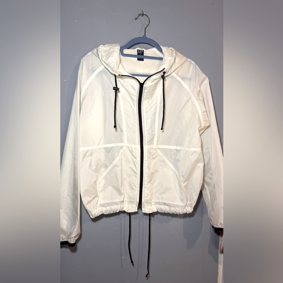 GAP White Utility Jacket with Hood and Zipper, XL - Picture 2 of 5
